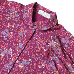 VTG Viyella Women's Size 14 Pitlochry Wool Cotton Floral Button Down Shirt